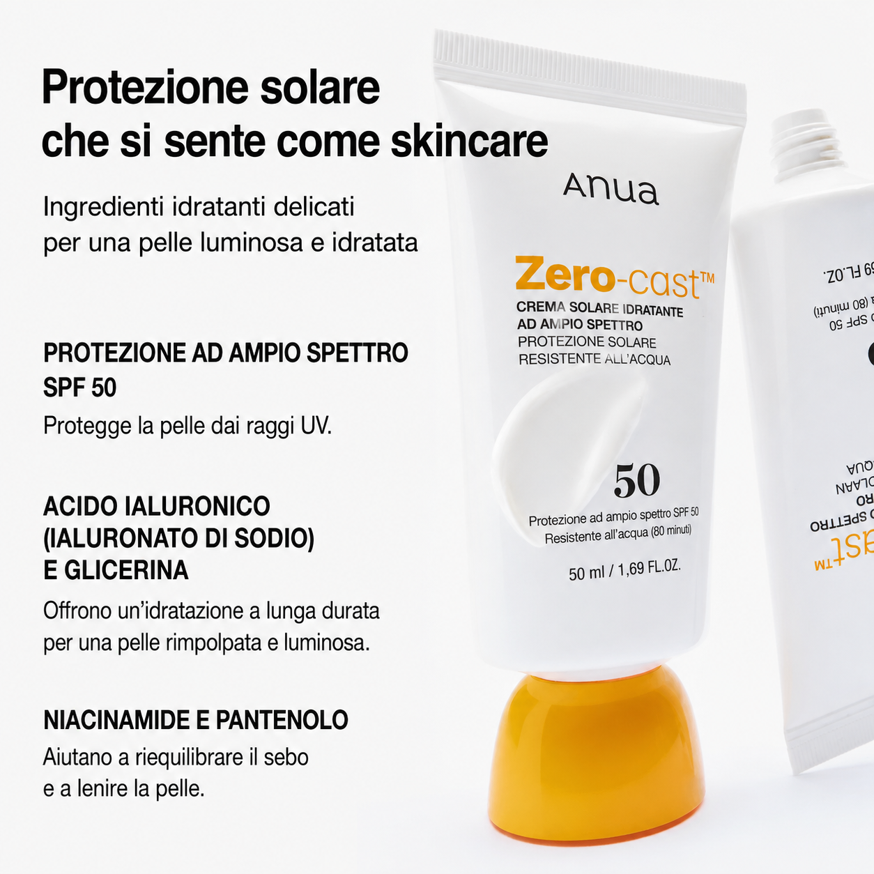 ANUA | Zero-Cast Moisturizing Finish Sunscreen SPF 50 - 50ml