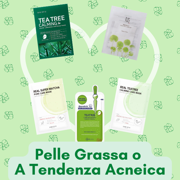 MEELOVE | Kit maschere pelle grassa o a tendenza acneica (5 maschere in tessuto)