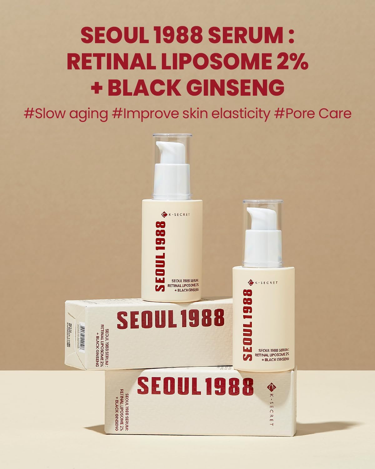 K-SECRET | SEOUL 1988 Serum : Retinal Liposome 2% + Black Ginseng 30ml (Siero viso)