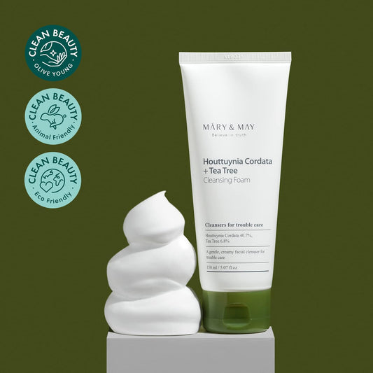Mary&May | Houttunya Cordata + Tea Tree Cleansing Foam - 150ml (Detergente Viso)