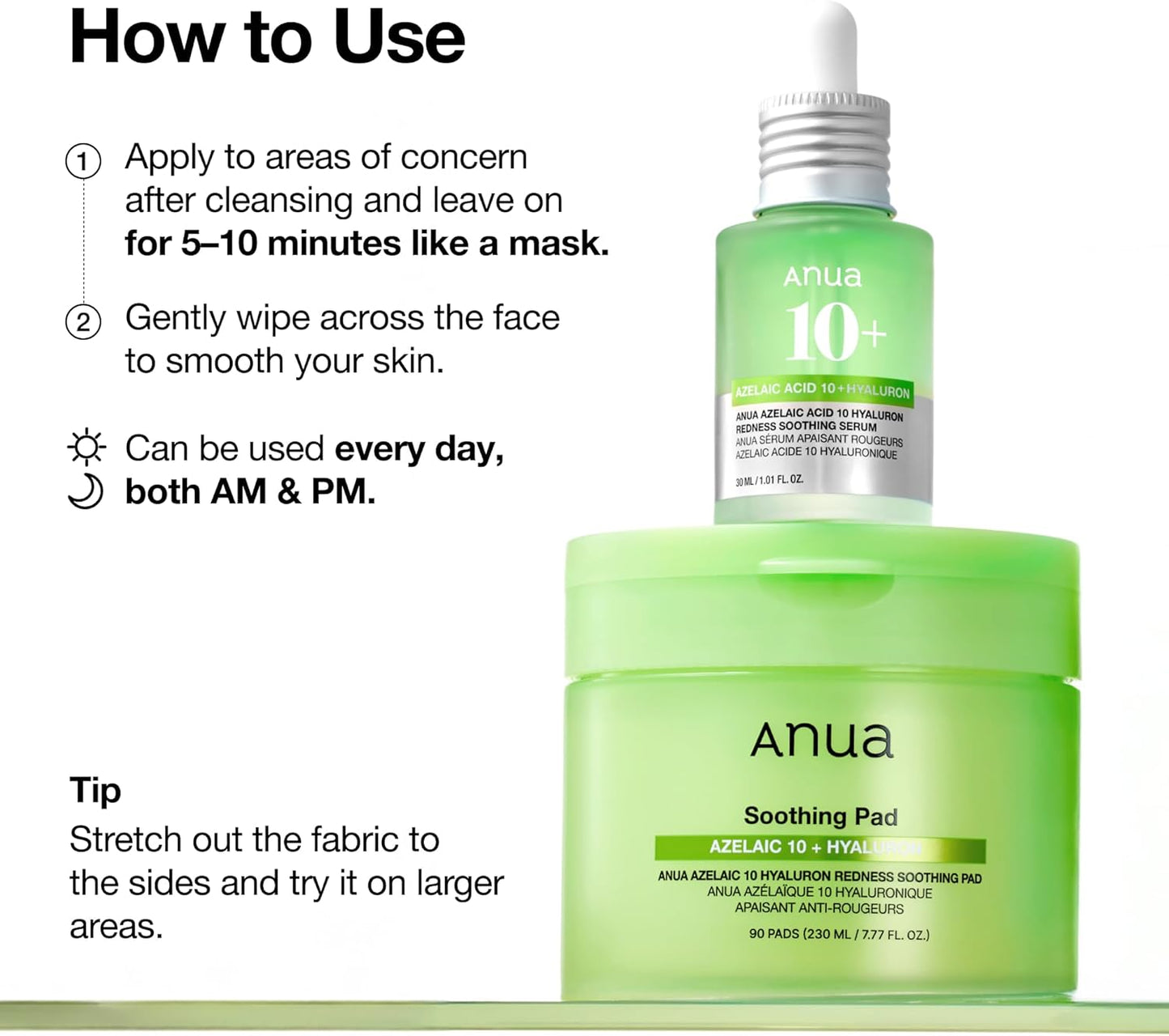 ANUA | Azelaic 10 Hyaluron Redness Soothing Pad 90 pads 230ml