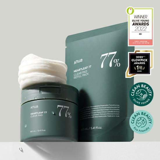 ANUA | Heartleaf 77% Clear Pad - 70 pads (Tonico in dischetti esfolianti)
