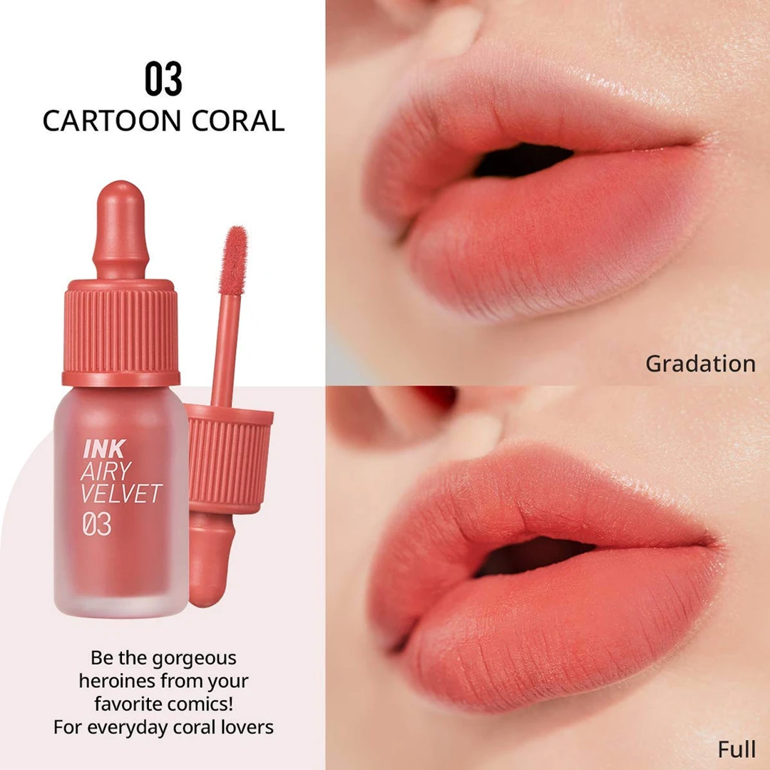 PERIPERA | Ink Airy Velvet Lip Tint - 03 Cartoon Coral (Tinta Labbra)