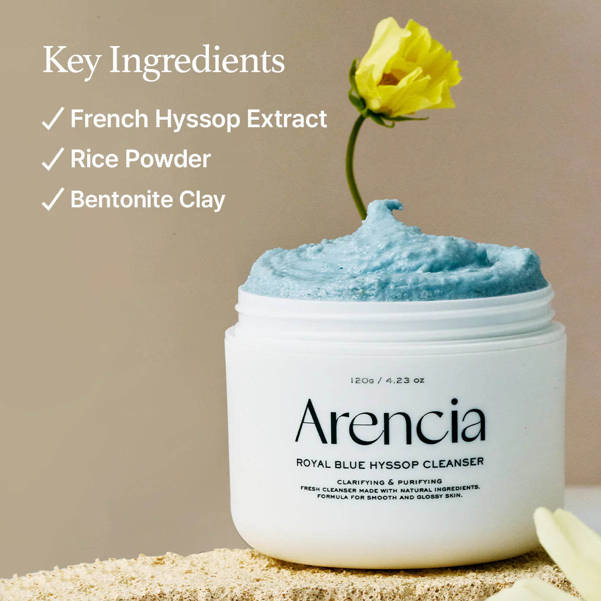 ARENCIA | Fresh Blue Hyssop Rice Mochi Cleanser 120g