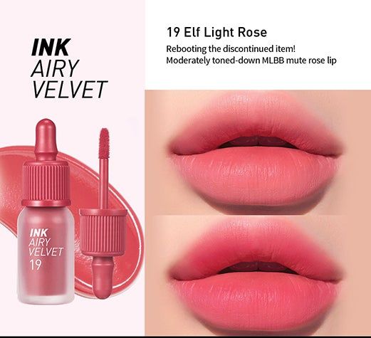 PERIPERA | Ink Airy Velvet Lip Tint - 19 Elf Light Rose (Tinta Labbra)