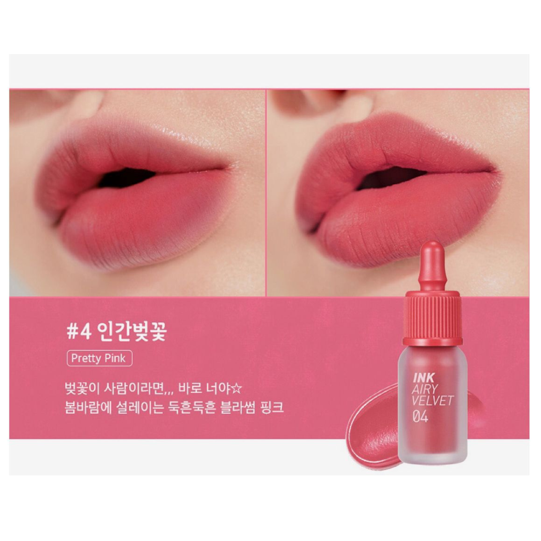 PERIPERA | Ink Airy Velvet Lip Tint - 04 Pretty Pink (Tinta Labbra)
