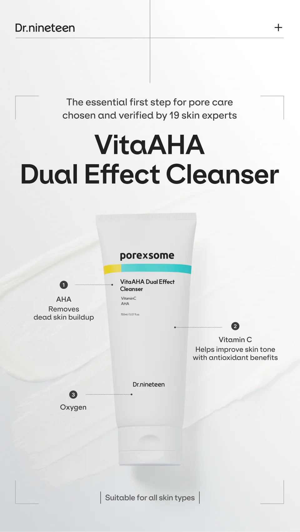 Dr. Nineteen | PoreXsome VitaAHA Dual Effect Cleanser 150ml (Detergente esfoliante)
