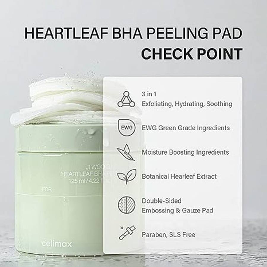 CELIMAX | Ji Woo Gae Heartleaf BHA Peeling Pad - 60pcs