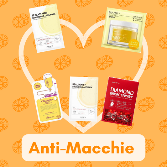 MEELOVE | Kit maschere Anti-Macchie (4 Maschere in Tessuto, 1 Dischetto Esfoliante)