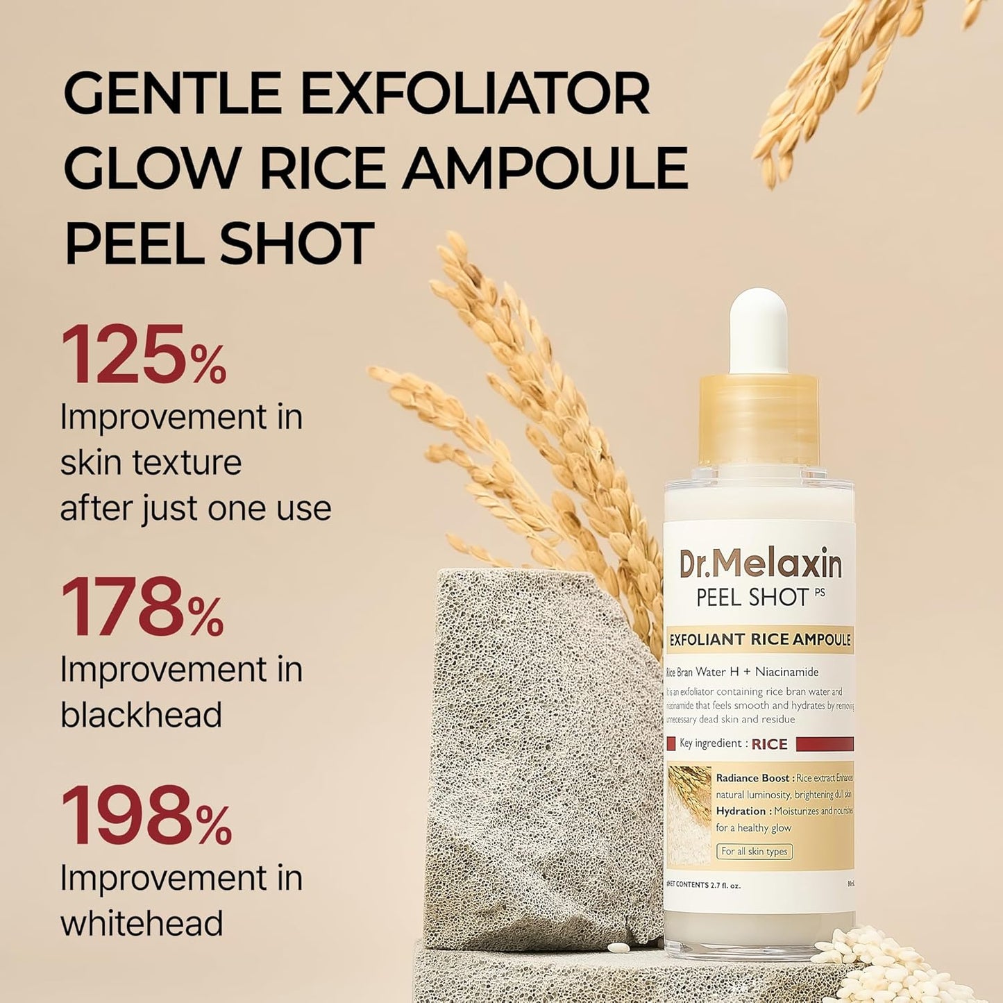 Dr. Melaxin | Peel Shot Exfoliant White Rice Ampoule 80ml
