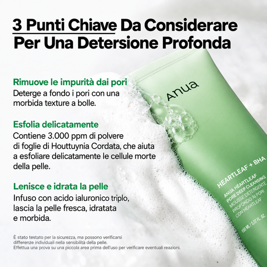 Anua | Heartleaf Quercetinol Pore Deep Cleansing Foam 150ml (Detergente viso)