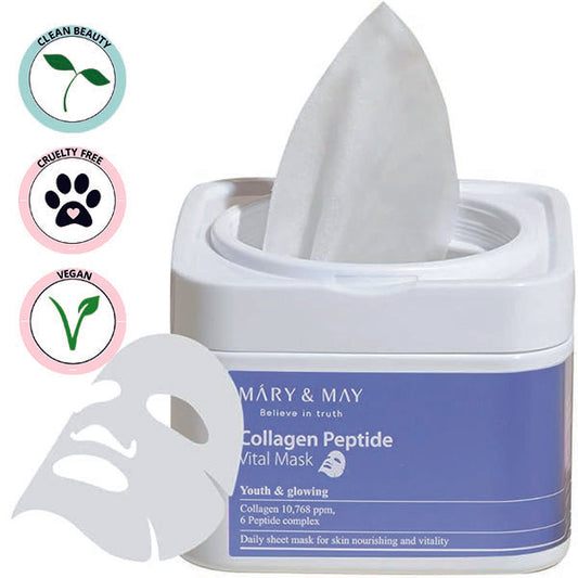 MARY & MAY | Collagen Peptide Vital Mask 30pcs (Maschere In Tessuto)