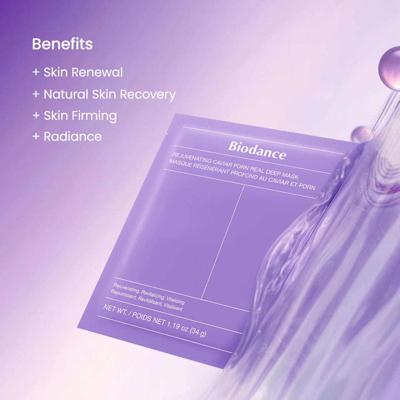 Biodance | Rejuvenating Caviar PDRN Real Deep Mask 34g (Maschera viso idrogel)