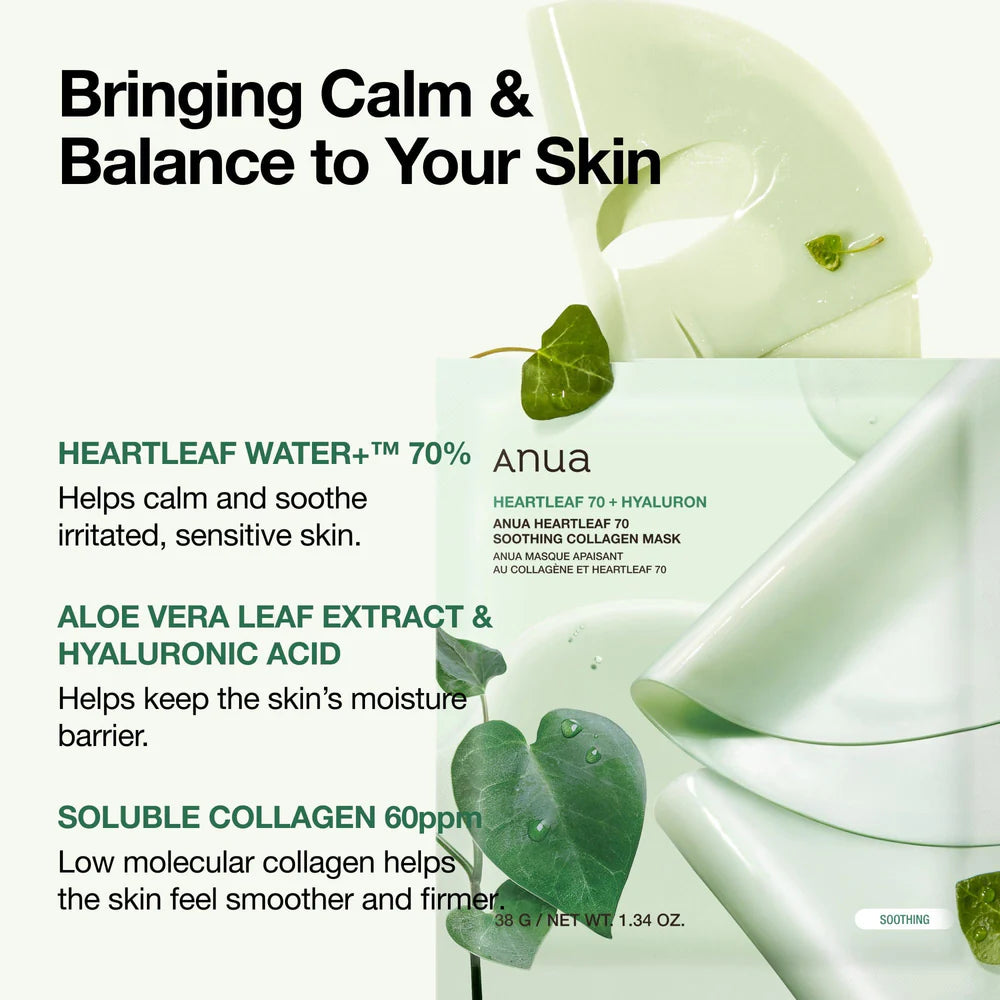 ANUA | Heartleaf 70 Soothing Collagen Mask 38g